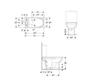 GEBERIT SELNOVA WC kombi mísa, zadní odpad 500.282.01.5 Technický nákres