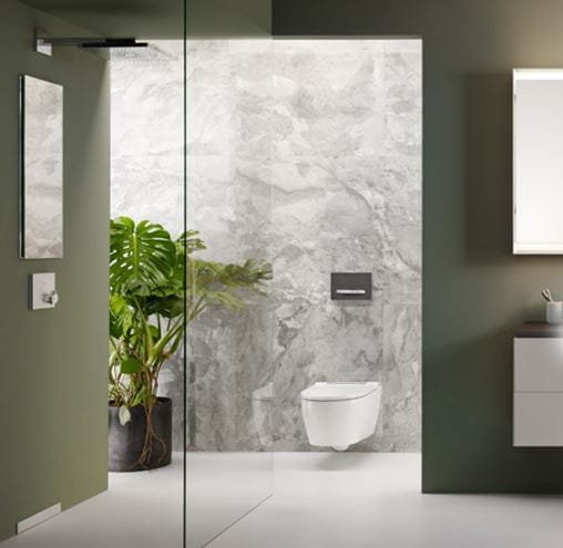 GEBERIT AQUACLEAN SELA SQUARE závěsné WC s bidetovým sedátkem, SoftOpening, TurboFlush, KeraTect, bílá/chrom 146.250.21.1 Obrázek - fotka