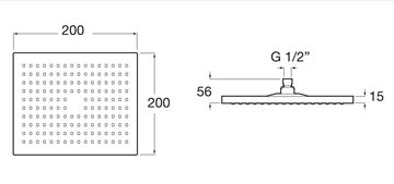 ROCA RAINSENSE horní sprcha 200x200 mm, chrom A5B2350C00 Technický nákres