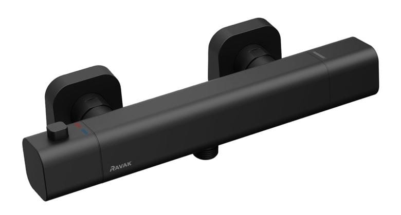 RAVAK 10° FREE BLACK TD F 033.20BL sprchová nástěnná termostatická baterie, CoolFeel, matná černá X070154 Obrázek - Hlavní obrázek