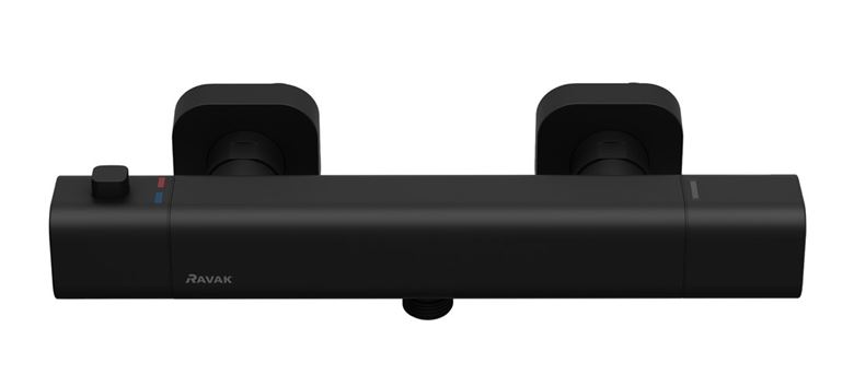RAVAK 10° FREE BLACK TD F 033.20BL sprchová nástěnná termostatická baterie, CoolFeel, matná černá X070154 Obrázek - fotka