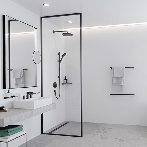 HANSGROHE sprchové rameno 389 mm, nástěnné, matná černá 27413670 Obrázek - fotka
