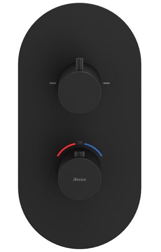 RAVAK ESPIRIT ES 063.20BLM.O2.RB07C podomítková termostatická baterie, pro 2 spotřebiče, matná černá X070286 Obrázek - fotka