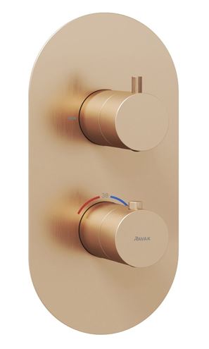RAVAK ESPIRIT ES 063.60RGB.O2.RB07C podomítková termostatická baterie, pro 2 spotřebiče, růžové kartáčované zlato X070360 Obrázek - Hlavní obrázek