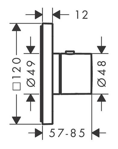 AXOR SHOWER SELECT podomítkový termostat, chrom 36702000 Technický nákres