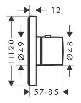 AXOR SHOWER SELECT podomítkový termostat, chrom 36702000 Technický nákres