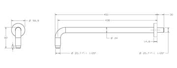 CONCEPT 300 sprchové rameno 450 mm, nástěnné, chrom PM10014/CO Technický nákres