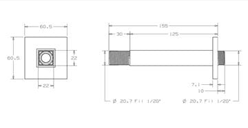 CONCEPT 300 sprchové rameno 125 mm, stropní, chrom PM10015/CO Technický nákres