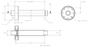 CONCEPT 200 BLACK sprchové rameno 125 mm, stropní, matná černá PM10016/MB/CO Technický nákres