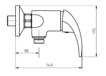 NOVASERVIS METALIA 55 sprchová nástěnná baterie, chrom 55061/1,0 Technický nákres