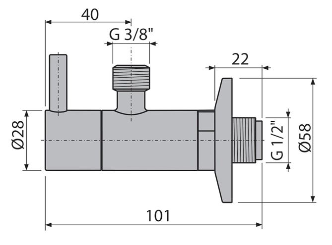 ALCA rohový ventil 1/2"x3/8", s filtrem, barva kartáčovaný red gold ARV001-RG-B Technický nákres