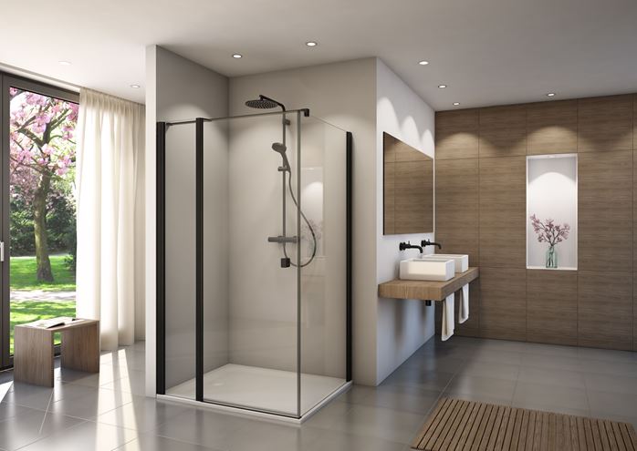 CONCEPT 200 CONT2 boční stěna 75x200 cm, černá/čiré sklo CONT20750607 Obrázek - fotka