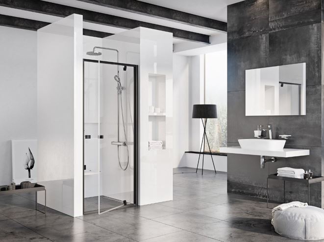 CONCEPT PIVOT STYLE PT-PDOP1 sprchové dveře 90x190 cm, pivotové, černá/čiré sklo 03G70300Z15 Obrázek - Hlavní obrázek