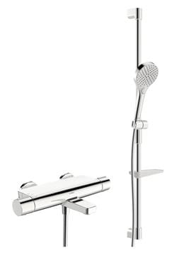 HANSA OPTIMA vanová nástěnná termostatická baterie, s přepínačem, se sprchovou soupravou, chrom