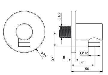HANSA připojovací koleno 75 mm, nástěnné, matná černá 5118017333 Technický nákres