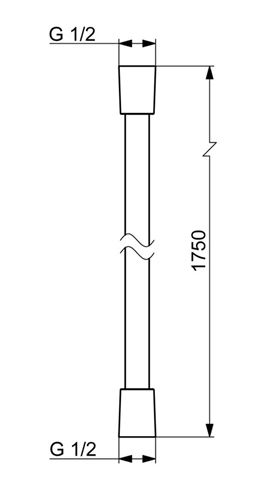 HANSA sprchová hadice 1750 mm, matná černá 4446030033 Technický nákres
