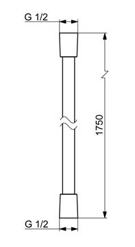 HANSA sprchová hadice 1750 mm, matná černá 4446030033 Technický nákres