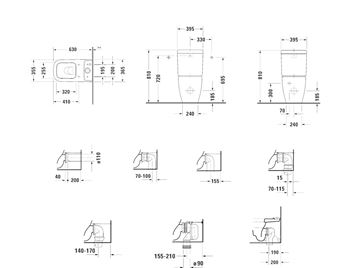 DURAVIT HAPPY D.2 WC kombi mísa, vario odpad 2134090000 Technický nákres