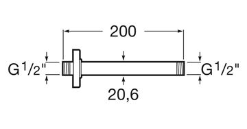 ROCA RAINDREAM sprchové rameno 200 mm, stropní, chrom A5B0550C00 Technický nákres