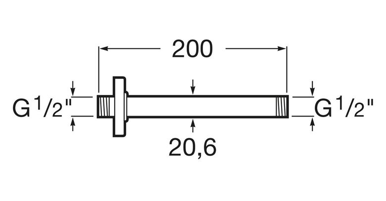 ROCA RAINDREAM sprchové rameno 200 mm, stropní, chrom A5B0550C00 Technický nákres