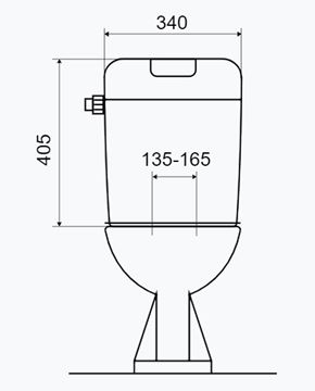 SLOVARM P-2466 WC kombi nádržka, boční přívod vody, Start-Stop P-2466 Technický nákres