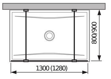 JIKA PURE stěna walk-in 130x200 cm, stříbrná/transparentní sklo H2674210026681 Technický nákres