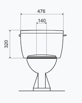 SLOVARM T-2450 WC kombi nádržka, boční přívod vody, Dual splachování T-2450 Technický nákres