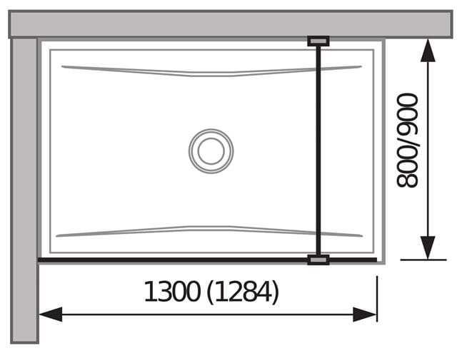 JIKA PURE stěna walk-in 130x200 cm, stříbrná/transparentní sklo H2674240026681 Technický nákres