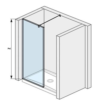 JIKA PURE stěna walk-in 900x200 cm, stříbrná/transparentní sklo