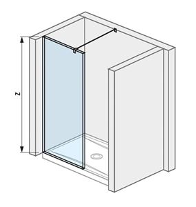 JIKA PURE stěna walk-in 900x200 cm, stříbrná/transparentní sklo
