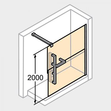 HÜPPE DUPLO PURE stěna walk-in 160x200 cm, chrom/čiré sklo DT0015.C91.322 Technický nákres