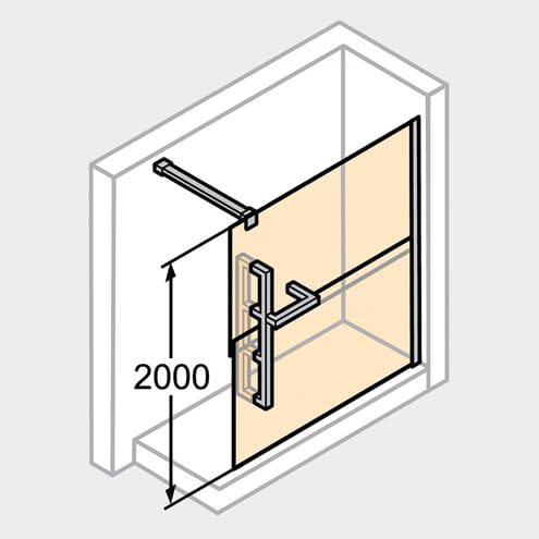 HÜPPE DUPLO PURE stěna walk-in 120x200 cm, chrom/čiré sklo DT0012.C91.322 Technický nákres
