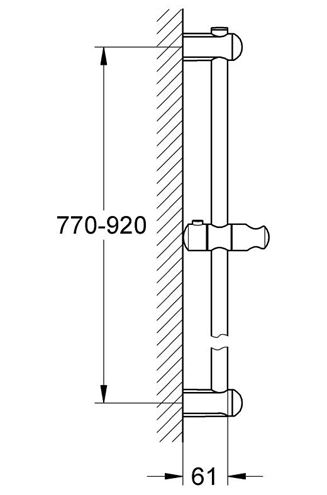 GROHE EUPHORIA sprchová tyč 920 mm s držákem ruční sprchy, chrom 27500000 Technický nákres
