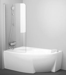 RAVAK ROSA CVSK1 160/170 L vanová zástěna 100x150 cm, levá, lítací, satin/sklo transparent