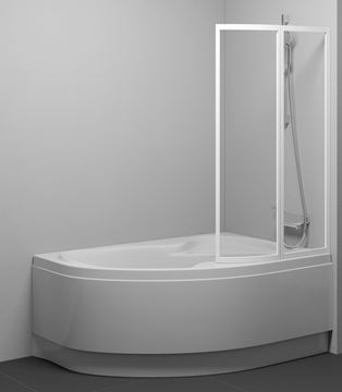 RAVAK ROSA VSK2 170 P vanová zástěna 109x150 cm, pravá, skládací, bílá/sklo transparent