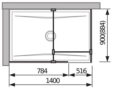 JIKA PURE stěna walk-in 78,4x200 cm, stříbrná/sklo transparent H2684260026681 Technický nákres