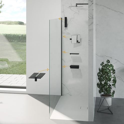 HÜPPE SELECT+ stěna walk-in 110x200 cm, Black Edition/čiré sklo SL0308.123.322 Obrázek - fotka