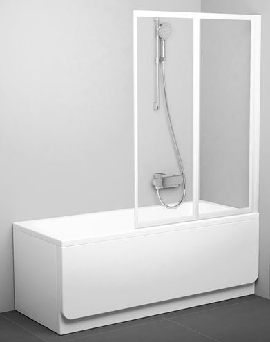 RAVAK VS2 105 vanová zástěna 105x140 cm, skládací, bílá/sklo transparent 796M0100Z1 Obrázek - Hlavní obrázek