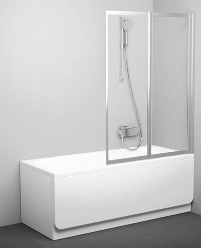 RAVAK VS2 105 vanová zástěna 105x140 cm, skládací, satin/sklo transparent 796M0U00Z1 Obrázek - Hlavní obrázek