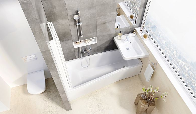 RAVAK VS3 130 vanová zástěna 130x140 cm, skládací, bílá/plast rain 795V010041 Obrázek - fotka