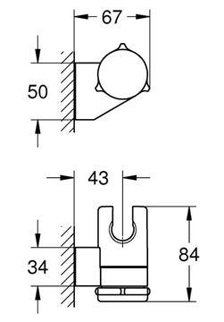 GROHE TEMPESTA nástěnný otočný držák ruční sprchy, matná černá 275952431 Technický nákres
