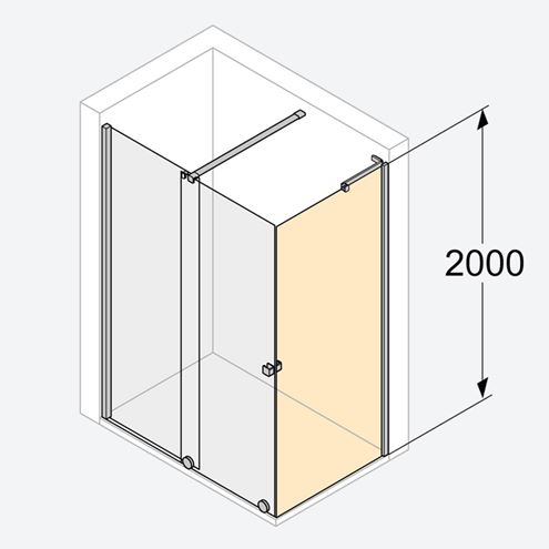 HÜPPE XTENSA PURE boční stěna 90x200 cm, pololesklá stříbrná/čiré sklo XT0307.069.322 Technický nákres