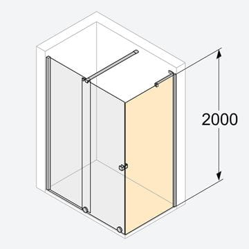 HÜPPE XTENSA PURE boční stěna 90x200 cm, pololesklá stříbrná/čiré sklo XT0307.069.322 Technický nákres