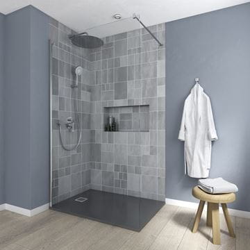 IDEAL STANDARD CONNECT 2 WETROOM stěna walk-in 80x195 cm, lesklá stříbrná/čiré sklo K9376EO Obrázek - fotka