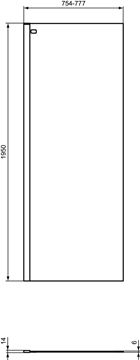 IDEAL STANDARD CONNECT 2 WETROOM stěna walk-in 80x195 cm, lesklá stříbrná/čiré sklo K9376EO Technický nákres
