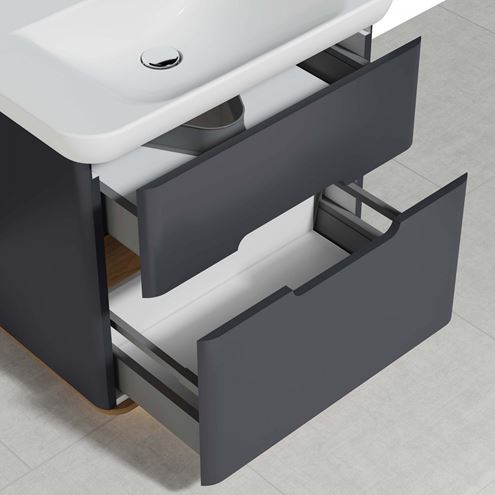 VITRA SENTO skříňka s umyvadlem 78x48,5x68,5 cm, 2 zásuvky, s osvětlením, antracite mat 60836 Obrázek - fotka