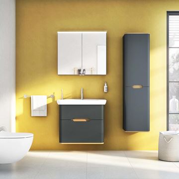 VITRA SENTO skříňka s umyvadlem 78x48,5x68,5 cm, 2 zásuvky, s osvětlením, antracite mat 60836 Obrázek - fotka