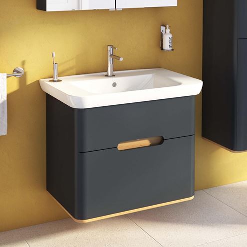 VITRA SENTO skříňka s umyvadlem 78x48,5x68,5 cm, 2 zásuvky, s osvětlením, antracite mat 60836 Obrázek - fotka