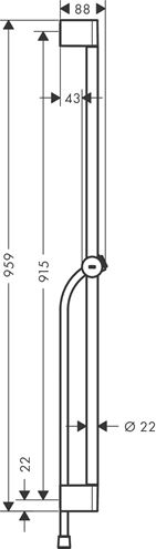 HANSGROHE UNICA S sprchová tyč 959 mm s držákem ruční sprchy, hadice, chrom 24401000 Technický nákres