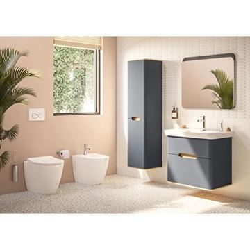 VITRA SENTO vysoká skříňka 40x35x157,5 cm, 2 dvířka, panty vpravo, s košem, antracite mat 60844 Obrázek - fotka